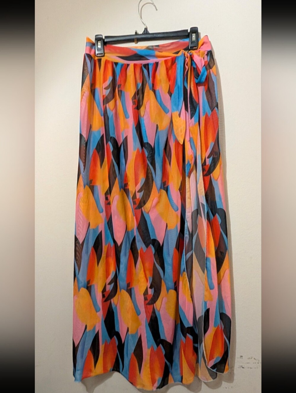 Long Maxi Wrap Skirt Mesh Bright Colors Swim Cover Up Shein Size 1XL
